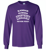 Kansas Nurses Never Fold Play Cards - Gildan Long Sleeve T-Shirt