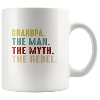 Grandpa the man myth rebel father's dad gift white coffee mug