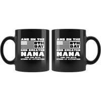 And On The 8th Day God Created Nana And The Devil Stood At Attention Us Flag Black Coffee Mug