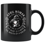 April Woman The Soul Of A Witch The Fire Lioness The Heart Hippie The Mouth Sailor black gift coffee mugs