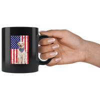 Dog wearing bandana american flag independence day black coffee mug