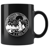 I Hate People I Love Camping Black Coffee Mug