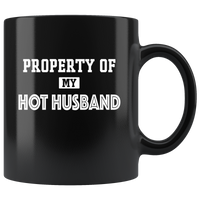 Property of my hot husband black coffee mug