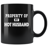 Property of my hot husband black coffee mug