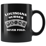 Louisiana Nurses Never Fold Play Cards Black Coffee Mug