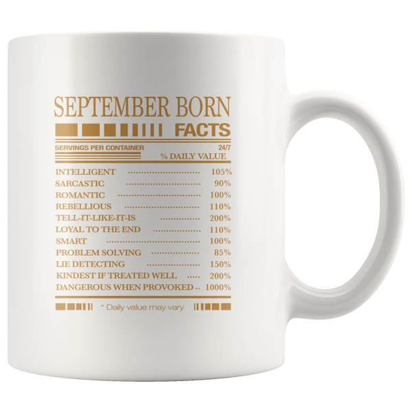 September born facts servings per container, born in September, birthday gift coffee mugs