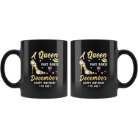 A Queen was born in December, cute birthday black gift coffee mug