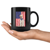 Dog wearing bandana american flag independence day black coffee mug