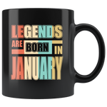 Legends are born in january vintage birthday gift black coffee mug