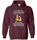 I am currently unsupervised i know it freaks me out too but the possibilities are endless grandma version - Gildan Heavy Blend Hoodie