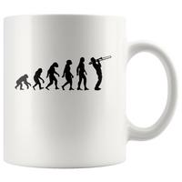 The theory of evolution trombone white coffee mug