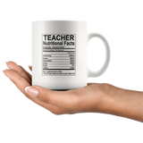 Awesome Teacher nutritional facts hardworking passion determination white coffee mug
