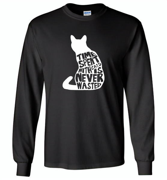 Time spent with cats is never wasted design - Gildan Long Sleeve T-Shirt