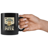 UFO we came for pizza black coffee mug