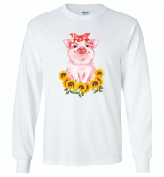 Sunflowers pig - Gildan Long Sleeve T-Shirt