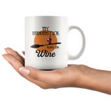 My broomstick runs on Wine halloween white coffee mug