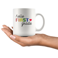 Hello first grade back to school white coffee mug