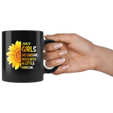 July girls are sunshine mixed with a little Hurricane sunflower gift, born in July black coffee mug