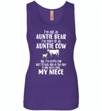 Not auntie bear, I'm auntie cow, pretty chill, kick face if mess my niece - Womens Jersey Tank