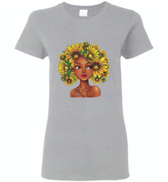 Black girl has natural sunflower hair, sunflower lover - Gildan Ladies Short Sleeve