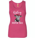 Resting heifer face cow - Womens Jersey Tank