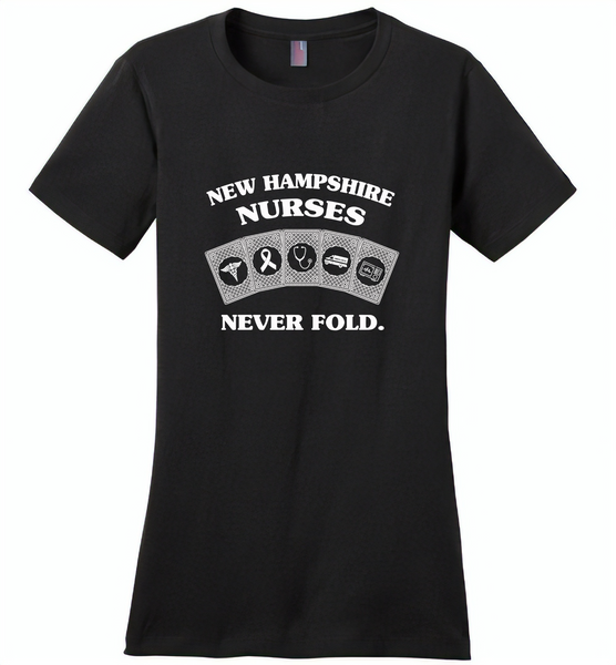 New Hampshire Nurses Never Fold Play Cards - Distric Made Ladies Perfect Weigh Tee