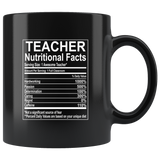 Awesome Teacher nutritional facts hardworking passion determination black coffee mug