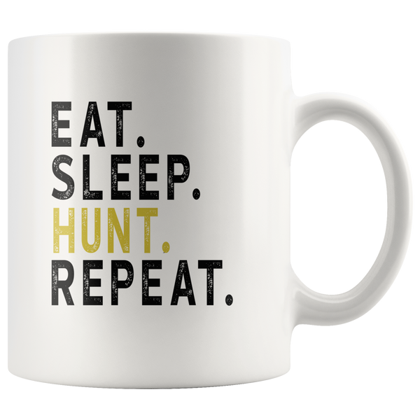 Eat sleep hunt repeat black gift coffee mug, like hunting