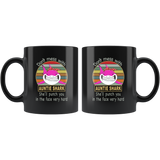 Don't mess with auntie shark, punch you in your face funny black gift coffee mug for aunt