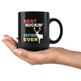 Vintage best buckin' brother ever deer mugs, gift for brother black coffee mug