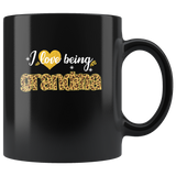 I Love Being Grandma Leopard Glitter Black Coffee Mug