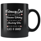 February Girl Is As Smooth Tennessee Sweet Strawberry Wine Whiskey Warm Brandy Birthday Gift Black Coffee Mug
