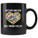 Autism mother and son best friend for life, mother's day black gift coffee mugs