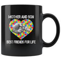 Autism mother and son best friend for life, mother's day black gift coffee mugs