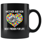 Autism mother and son best friend for life, mother's day black gift coffee mugs