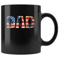 Veteran dad america flag father's gift black coffee mug
