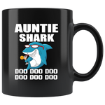 Auntie shark doo doo doo black coffee mug, aunt shark funny gift