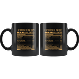 October born facts servings per container, born in October, birthday gift black coffee mug