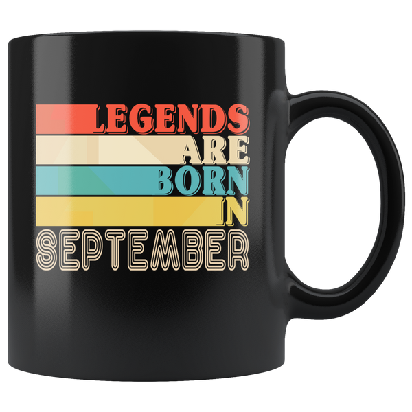 Legends are born in September vintage, birthday black gift coffee mug