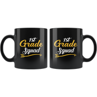 1st grade squad back to school black coffee mug