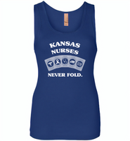 Kansas Nurses Never Fold Play Cards - Womens Jersey Tank