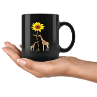 Giraffe you are my sunshine sunflower gift black coffee mug