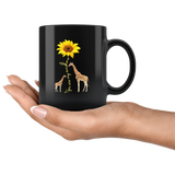 Giraffe you are my sunshine sunflower gift black coffee mug