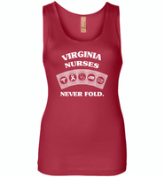 Virginia Nurses Never Fold Play Cards - Womens Jersey Tank