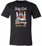 July girl living my best life lipstick birthday - Canvas Unisex USA Shirt