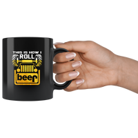 Jeep this is how I roll beer lover black coffee mug