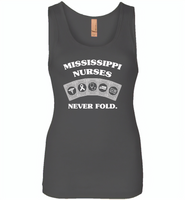 Mississippi Nurses Never Fold Play Cards - Womens Jersey Tank