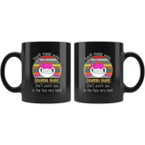 Don't mess with grandma shark, punch you in your face black gift coffee mug