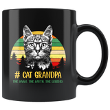 Vintage cat grandpa the man the myth the legend black gift coffee mug