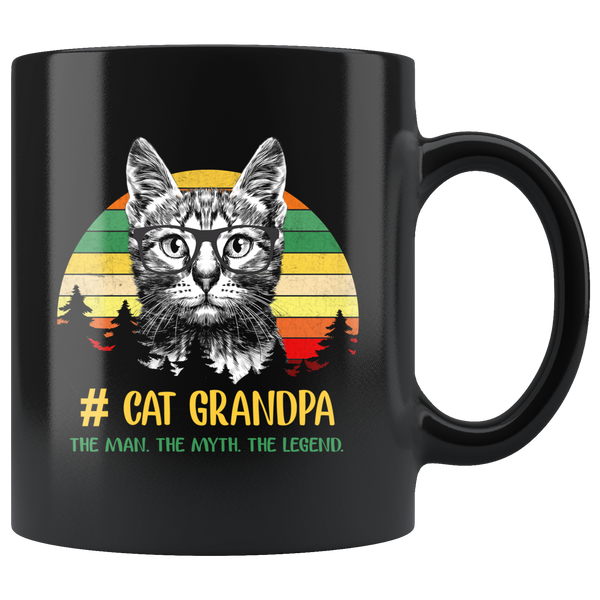 Vintage cat grandpa the man the myth the legend black gift coffee mug